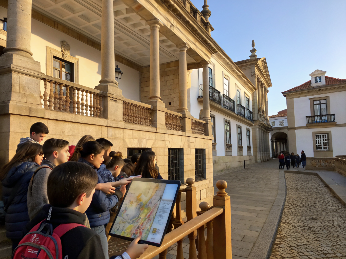 Students and community members engaging at a historic landmark